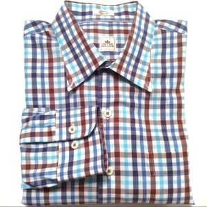 Peter Millar blue brown plaid shirt